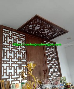 vách hậu phòng thờ màu óc chó